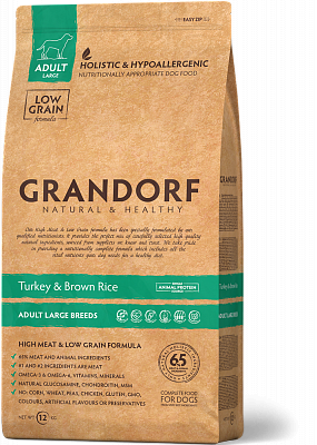 GRANDORF Turkey&Brown Rice Adult Large Breeds сух.корм для собак крупных пород,индейка c рисом.3кг.