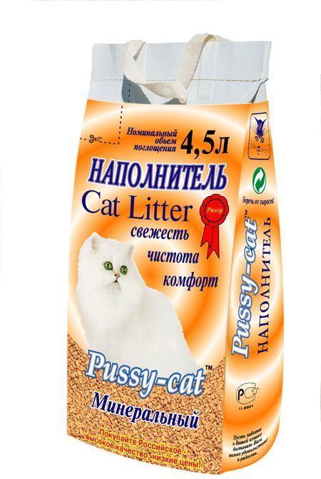 Pussy-Cat Минеральный - Впитывающий наполнитель для кошек 2кг. (4,5л)