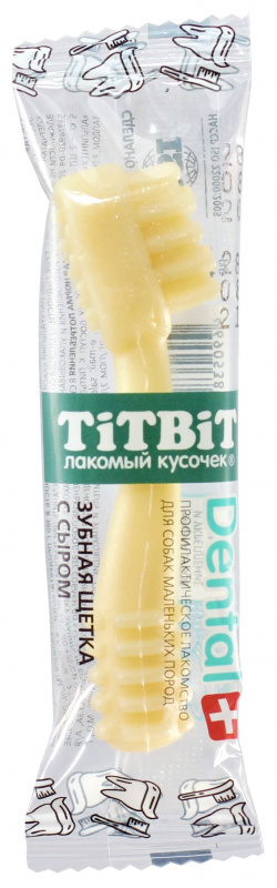 Лакомство для собак TITBIT ДЕНТАЛ+ Зубная щетка с сыром для собак маленьких пород