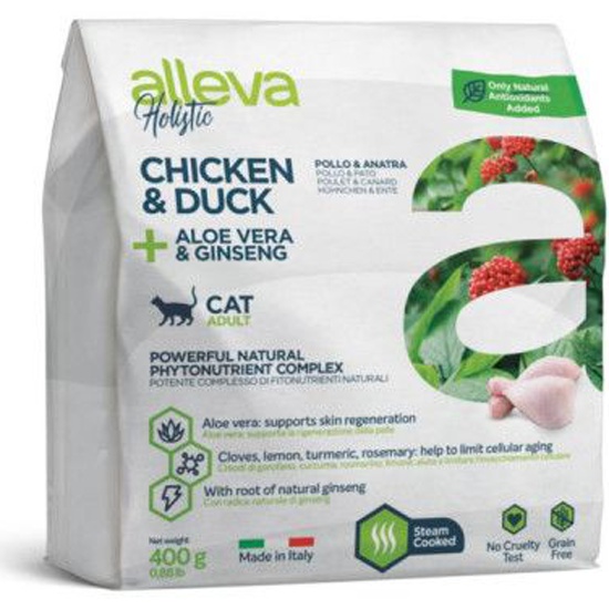 Alleva Holistic Cat Adult Chicken & Duck корм для кошек,курица,утка,алоэ вера и женьшень,400г.