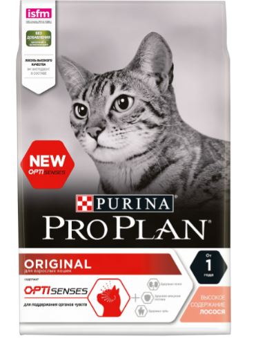 PRO PLAN ORIGINAL ADULT OPTISENSES сухой корм для взрослых кошек, с лососем, 1.5 кг