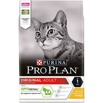 PRO PLAN ORIGINAL ADULT OPTI RENAL сухой корм для взрослых кошек, с курицей,1,5кг