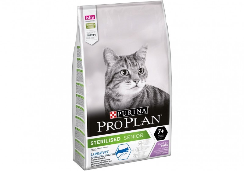 PRO PLAN Sterilised 7+ LONGEVIS сухой корм для стерилизованных кошек старше 7 лет, индейка, 1.5 кг