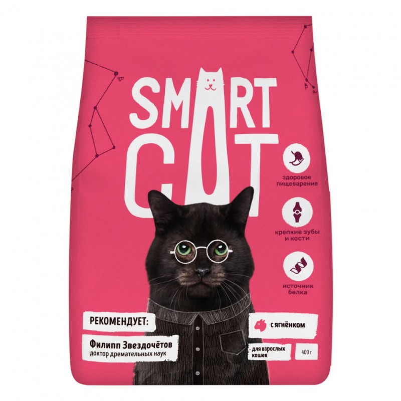 Сухой корм Smart Cat для взрослых кошек,ягненок, 5 кг