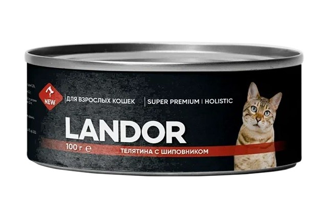 LANDOR Holistic Влажный корм для кошек, телятина с шиповником 100гр