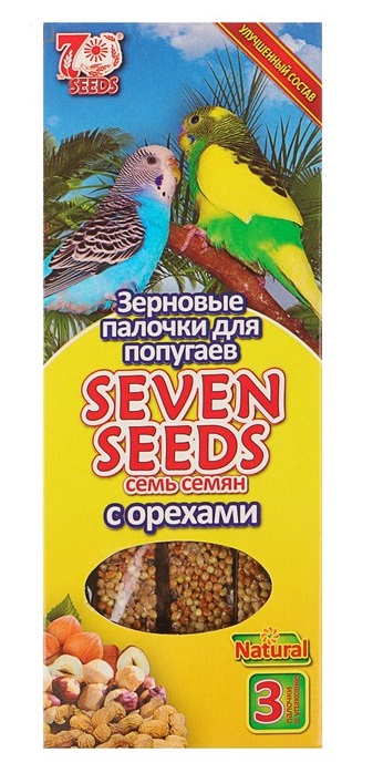 Лакомство для птиц Палочки Seven Seeds для попугаев, орехи, 3 шт, 90 г