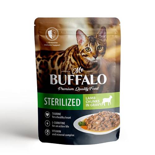 Влажный корм Mr.Buffalo STERILIZED для стерилизованных кошек Ягнёнок в соусе 85гр