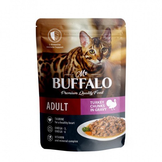 Влажный корм Mr.Buffalo Sensetive для кошек Индейка в соусе 85гр