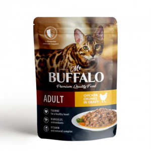 Влажный корм Mr.Buffalo для взрослых кошек Adult Цыплёнок в соусе 85гр.