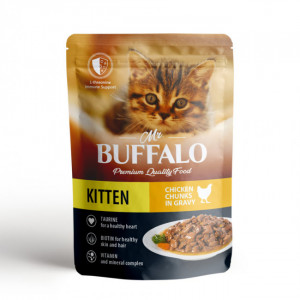 Влажный корм Mr.Buffalо для котят Нежный цыплёнок в соусе (мяса 58%) 85гр.