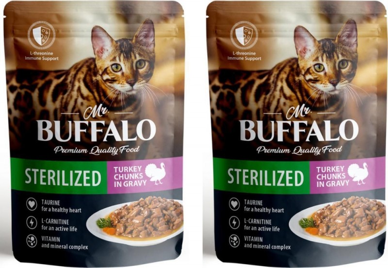Влажный корм Mr.Buffalo STERILIZED для стерилизованных котов и кошек Индейка в соусе 85гр