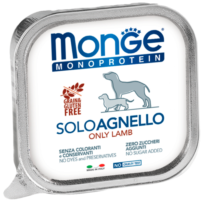Консервы для собак Monge Dog MonoproteinSolo паштет из ягненка 150 гр.