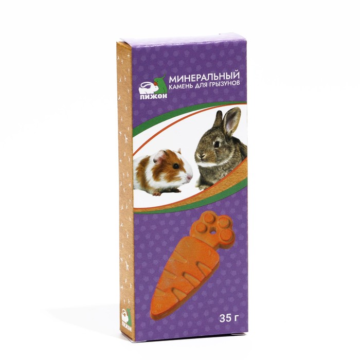 Минеральный камень для грызунов "Пижон" морковка, 35 г