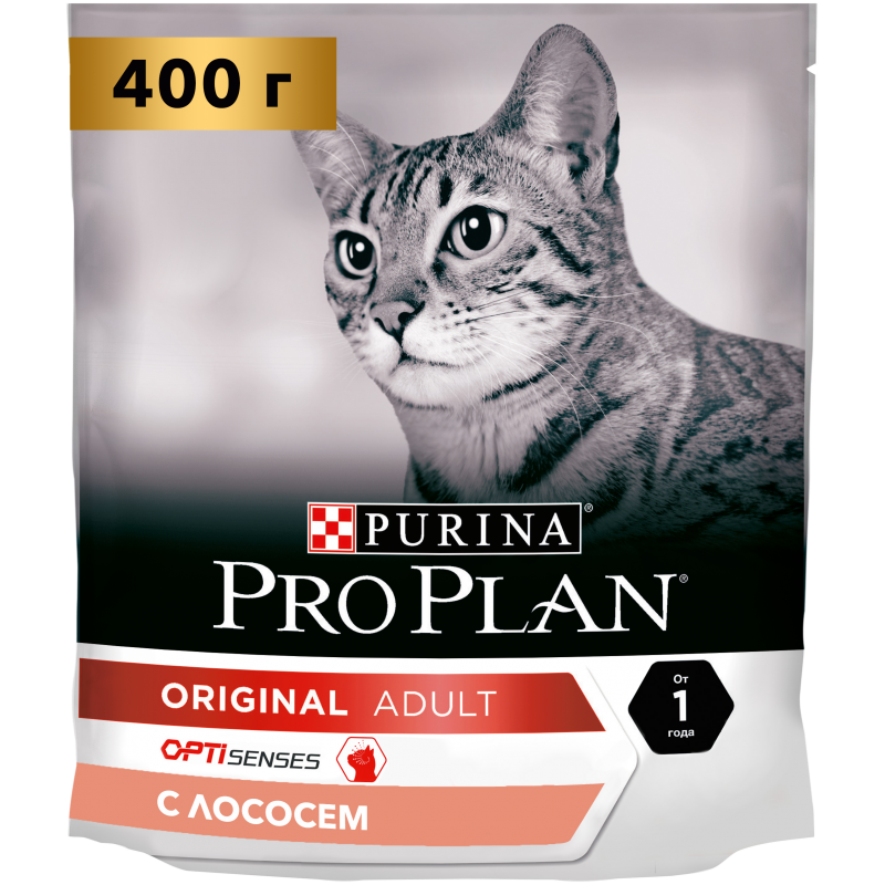 PRO PLAN Original OPTI SENSES (к-с для поддержания органов чувств) для взрослых кошек, лосось, 400гр