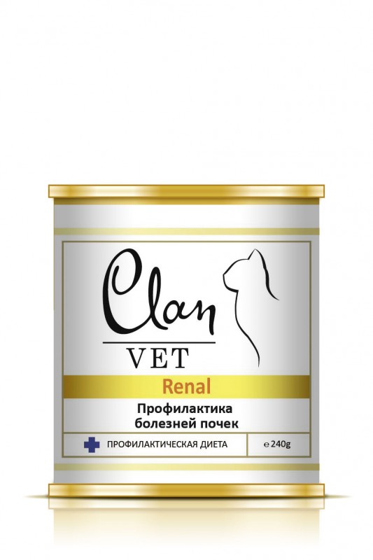 Clan Vet Renal консервы для кошек, профилактика болезней почек, 240гр.