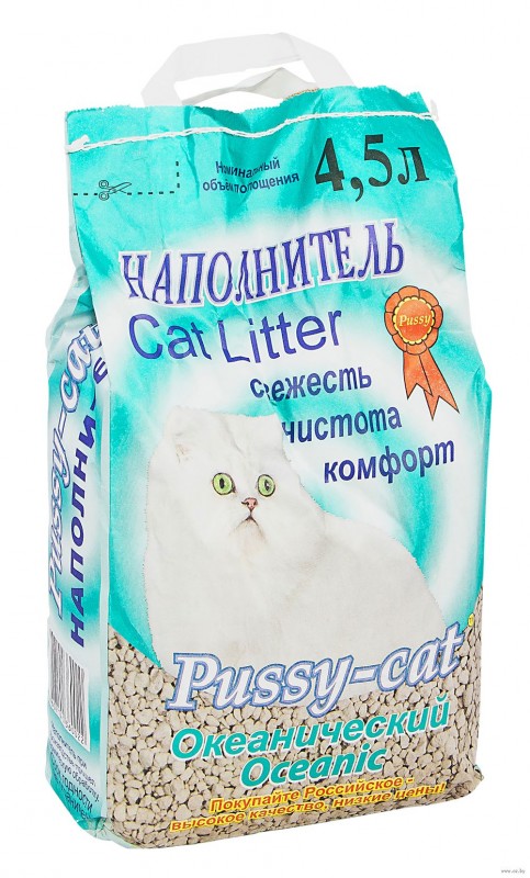 Pussy-Cat Cat Litter Наполнитель Океанический для кошек, впитывающий, 2.5кг (4,5л)