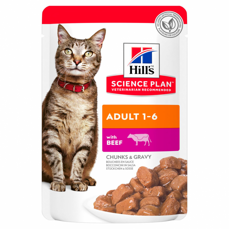 Влажный корм Хиллс SP для взрослых кошек говядина 85г 604000/2106