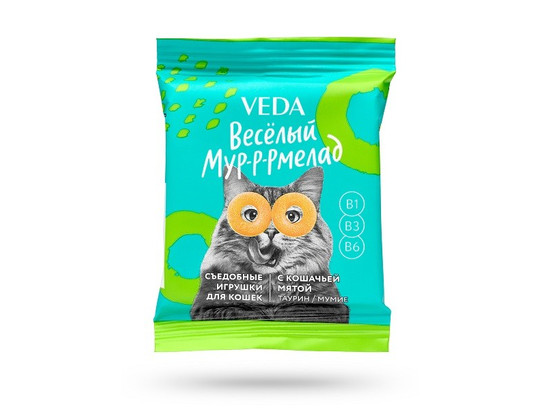 Лакомство Veda Веселый Мур-р-рмелад для кошек, с кошачьей мятой, 6 г