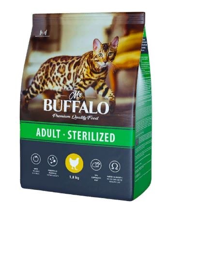 Корм сухой для кошек Mr.Buffalo Sterilized стерилизованных с курицей 1,8 кг