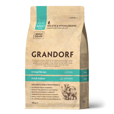 GRANDORF Indoor Probiotics 4 Meat (4 мяса с пробиотиками для домашних кошек),400 гр