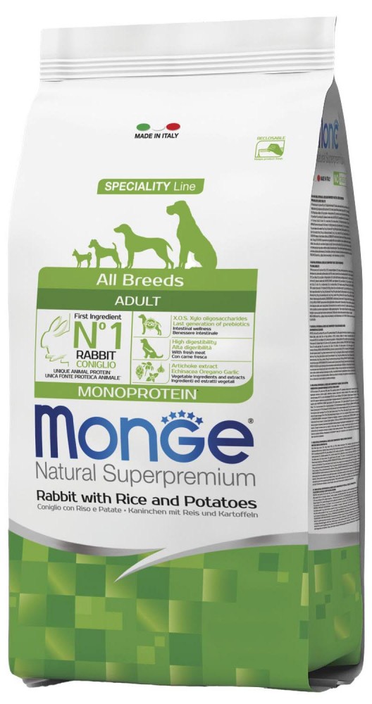 Monge Dog Speciality Line Monoprotein сухой для взрослых собак,из кролика с рисом и картофелем 2,5кг