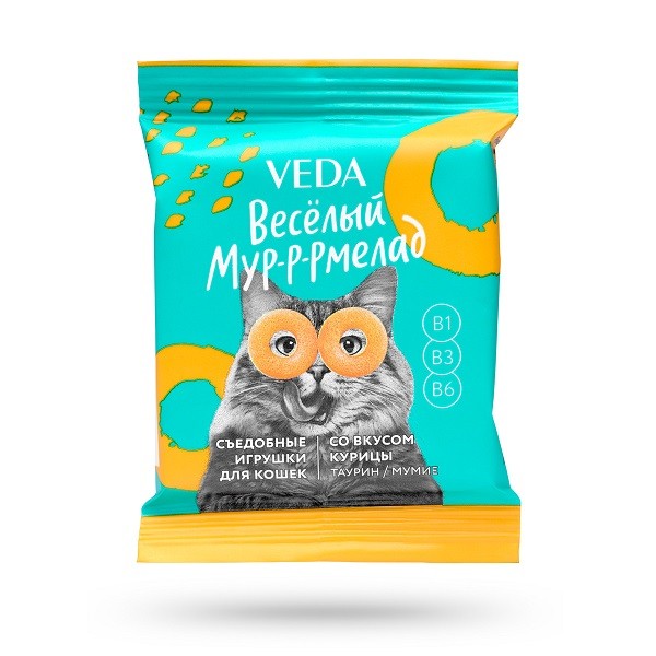 Лакомство Veda Веселый Мур-р-рмелад для кошек, со вкусом курицы, 6 г