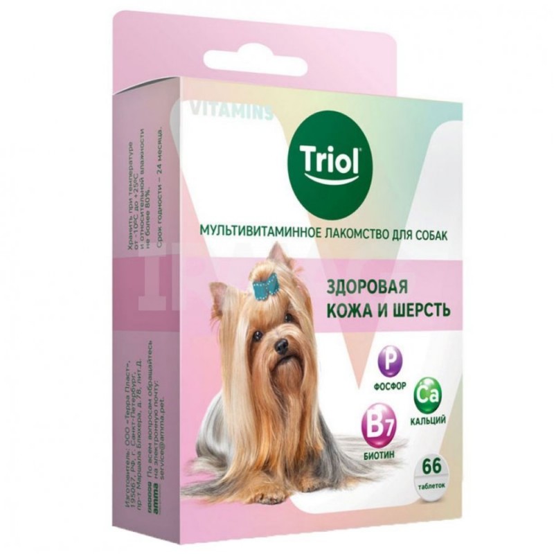Triol мультивитаминное лакомство для собак "Здоровая кожа и шерсть", 33 г