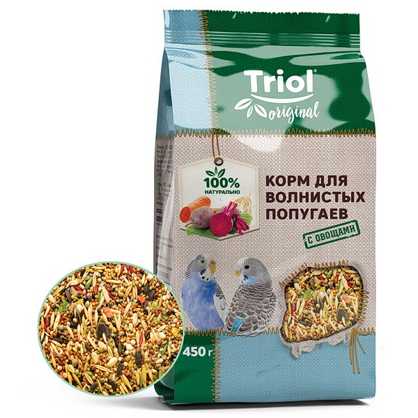 Корм Triol Original для волнистых попугаев с овощами, 450 г.
