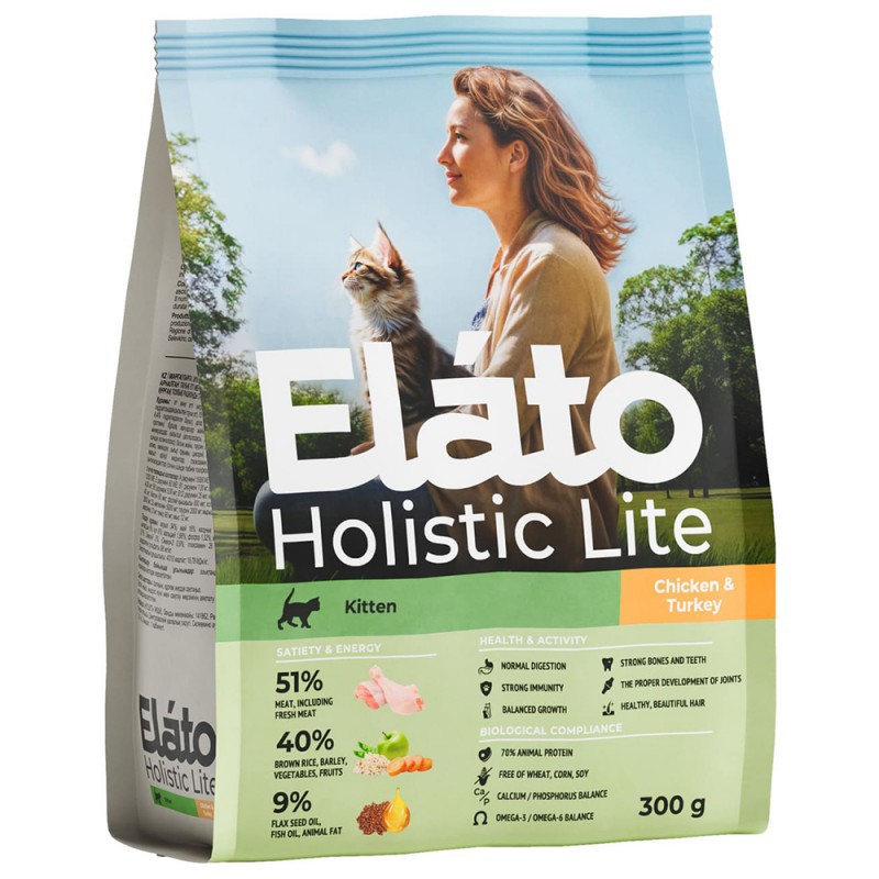 Elato Holistic Сухой корм для котят,с курицей и индейкой, 300 г