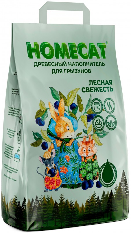 Наполнитель Homecat Лесная свежесть для грызунов, 2 кг.