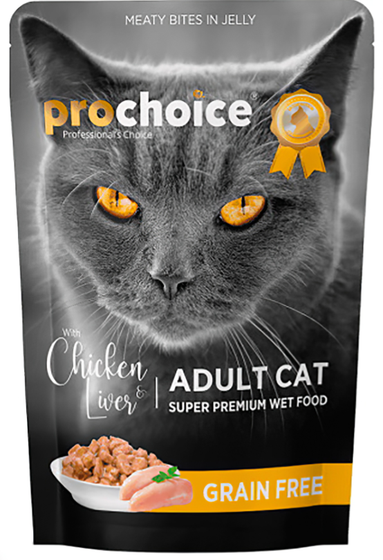 Prochoice Grain Free Chicken&Liver.влаж.корм(в желе) (беззерновой) для кошек, курица и печень, 85 г