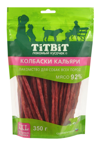 TiTBiT лакомстводля собак всех пород,колбаски Кальяри,XXL выгодная упаковка,350г.