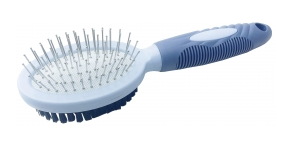 Pet Star Расческа-щетка для собак, двойная, массажная щетина, синяя, размер S, 5.5х21.2 см.