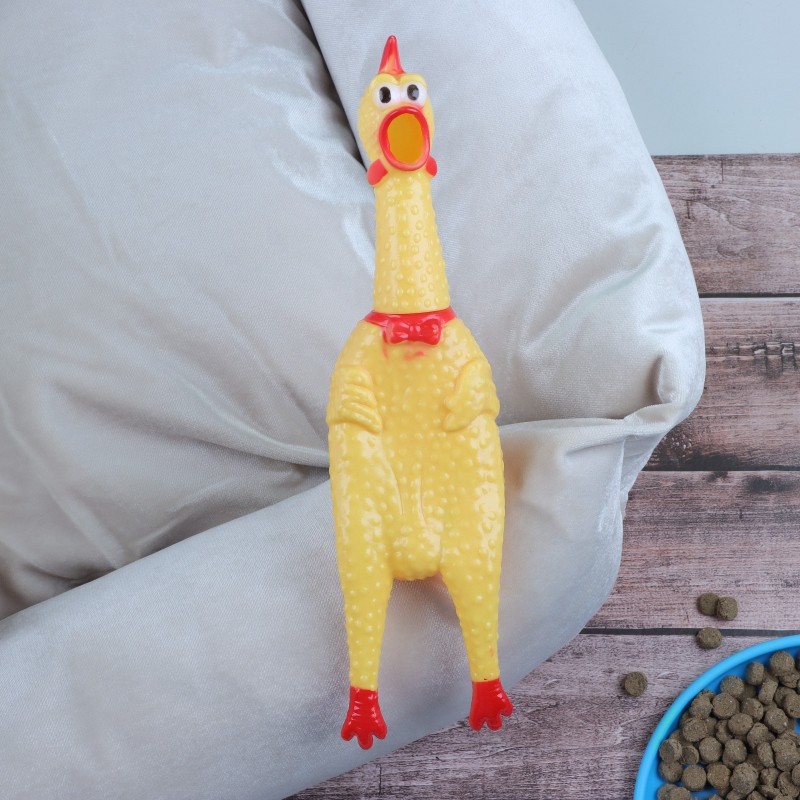 Игрушка для собак пищащая "задумчивая курица" 28 см цвета микс