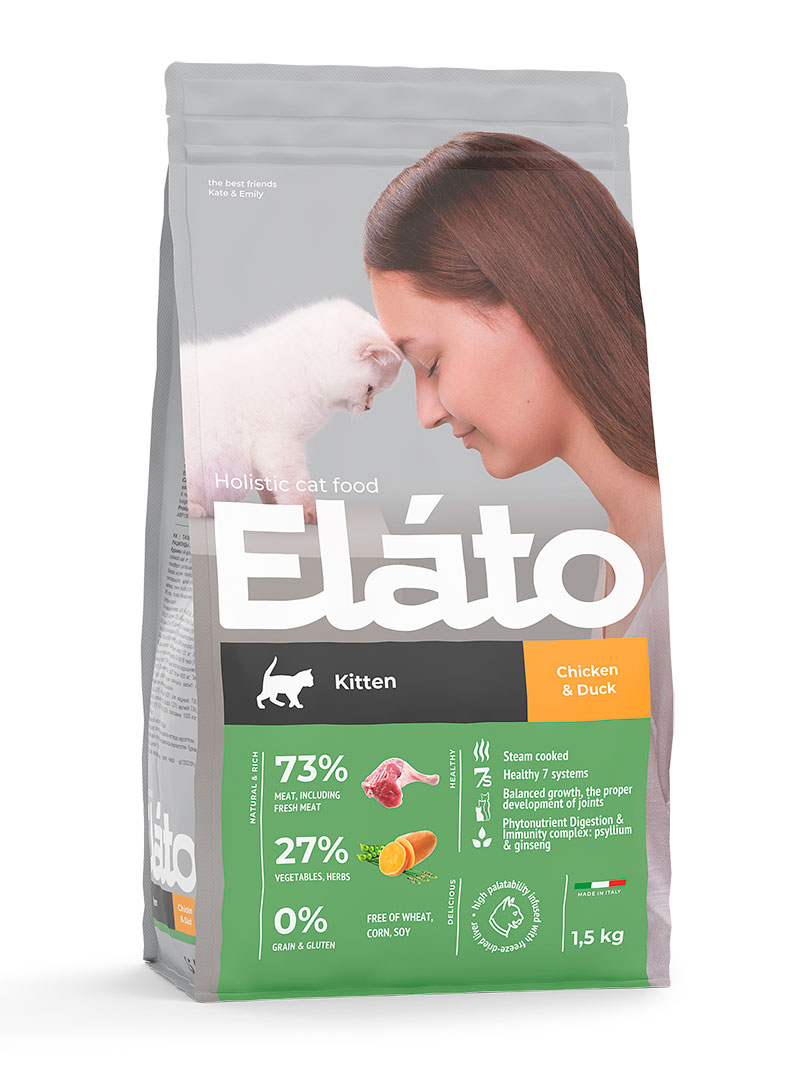 Elato Holistic Сухой корм для котят с курицей и уткой 1.5кг.