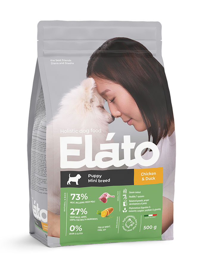 Elato Holistic сухой корм для щенков мелких пород курица и утка 500гр