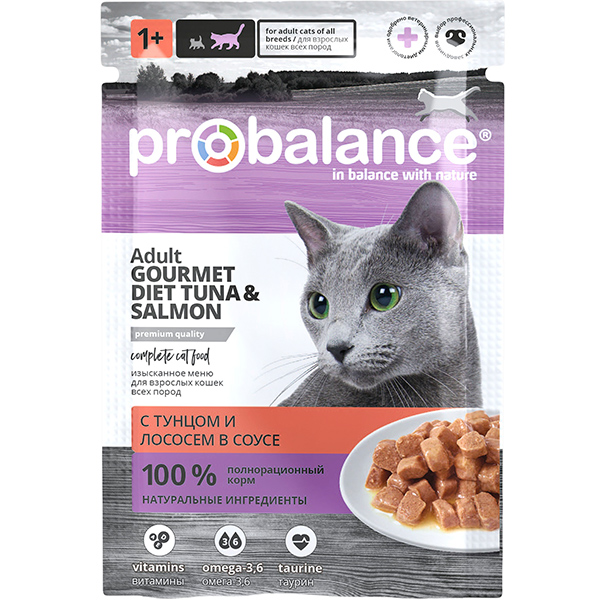 PROBALANCE Gourmet Diet паучи для кошек.тунец/лосось желе.85гр.