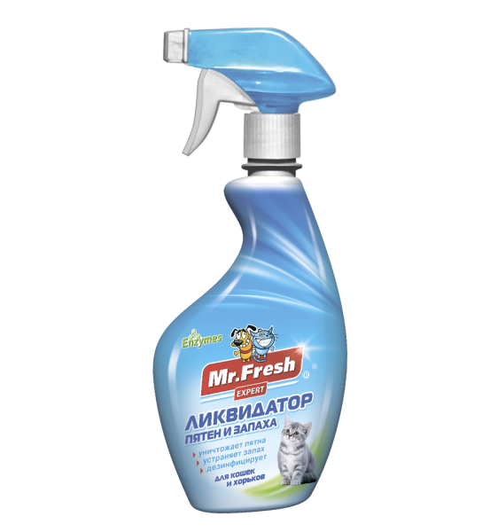Mr.Fresh Expert ликвидатор пятен и запаха 3в1 для кошек и хорьков, 500 мл