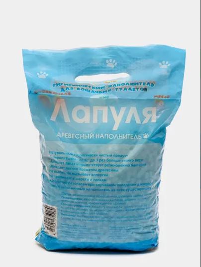 Древесный наполнитель "Лапуля", 4 литра, 2,1 кг, крупная фракция 8 мм