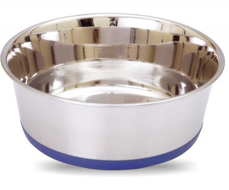 Зооник Миска для кошек и собак, с силиконовой основой, металлическая, 400 мл.