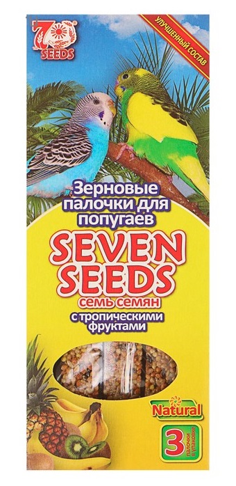 Лакомство для птиц Палочки Seven Seeds для попугаев, тропические фрукты, 3 шт, 90 г