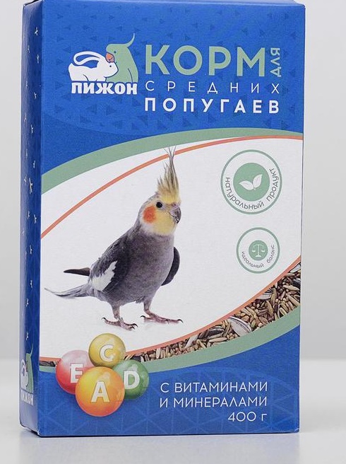 Корм для птиц Пижон для средних попугаев, с витаминами и минералами, 400 г