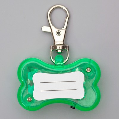 Маячок - адресник Косточка с наклейкой для записи телефона для собак (3 режима) Зеленый
