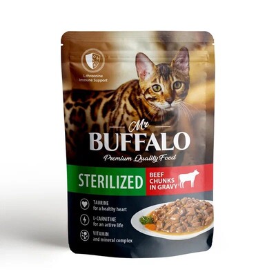 Влажный корм Mr.Buffalo STERILIZED для стерилизованных котов и кошек Говядина в соусе 85гр