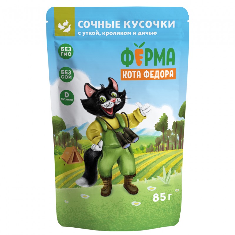 Мнямс "Пир охотника" пауч для кошек.утка,кролик,дичь.85г.