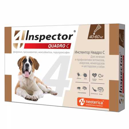 Inspector Quadro С Капли на холку для собак 40-60 кг (уп.3 пипетки 6мл.)