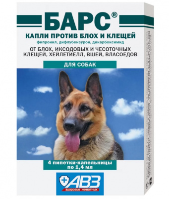 Барс Классик капли для собак от блох и клещей (4пип по 1,4мл)