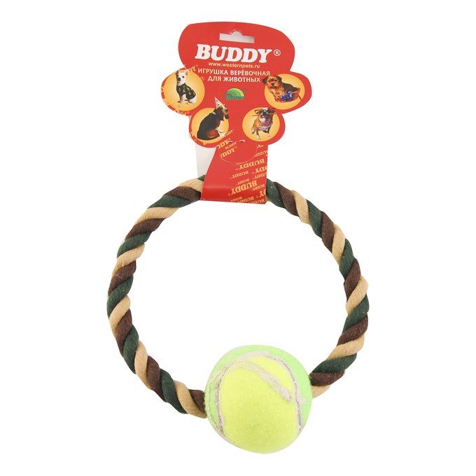 Игрушка для собак "Апорт кольцо мячом" цвет микс