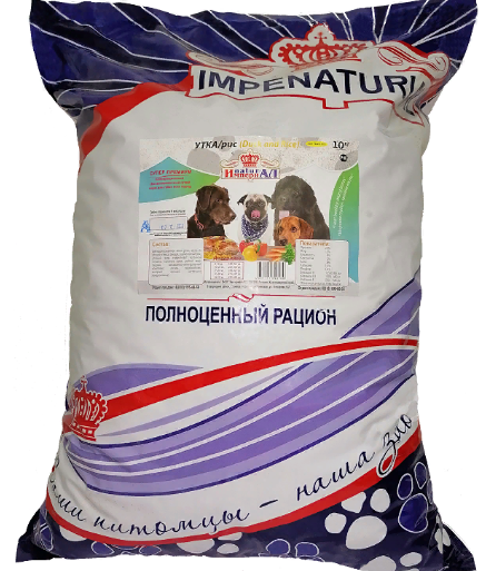 Империал Гипоаллергенный сухой корм для собак всех пород, утка и рис, 10кг