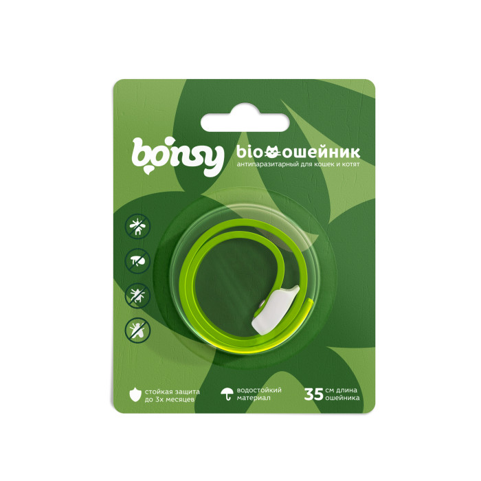 БИО ошейник Bonsy антипаразитарный для котят и кошек,35см.MIX цветов